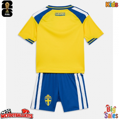 Sweden Replica Home Stadium Kit for Kids World Cup 2026 Short Sleeve (+ pants)